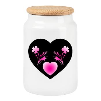 Blumen - Keksdose mit Holzdeckel - Weiß - Vorne