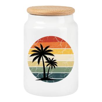 tropicale de vacances à la plage - Boîte à biscuits avec couvercle en bois - blanc - Devant
