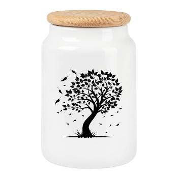 Arbre au vent - Boîte à biscuits avec couvercle en bois - blanc - Devant