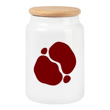Red Organic Shapes Transparent Design - Cookie Jar with Wooden Lid - white - Front