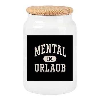 mentalement en vacances - Boîte à biscuits avec couvercle en bois - blanc - Devant