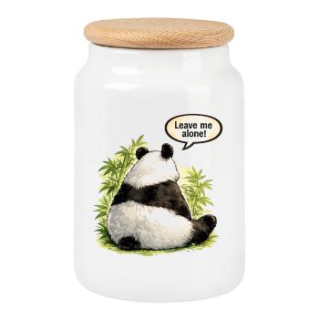 Panda “Leave Me Alone” Mad Girlfriend Mood Tee - Cookie Jar with Wooden Lid - white - Front