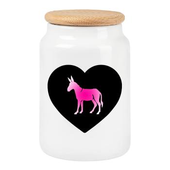donkey - Cookie Jar with Wooden Lid - white - Front