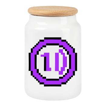 10 ans d’anniversaire d’Arcade Coin - Boîte à biscuits avec couvercle en bois - blanc - Devant