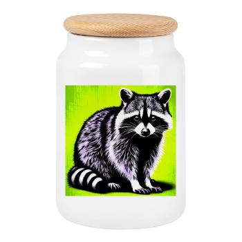 Raton laveur - Boîte à biscuits avec couvercle en bois - blanc - Devant
