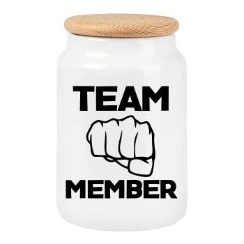 Team Member - Cookie Jar with Wooden Lid - white - Front
