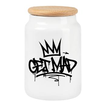 Gamma Crown Graffiti Logo Get Mad - Cookie Jar with Wooden Lid - white - Front