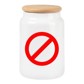 Not Allowed - Cookie Jar with Wooden Lid - white - Front