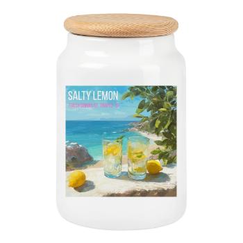 Magic Salt Lemon Beach 87 - Boîte à biscuits avec couvercle en bois - blanc - Devant