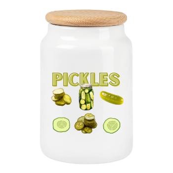Pickle Lover Cucumber Funny - Cookie Jar with Wooden Lid - white - Front