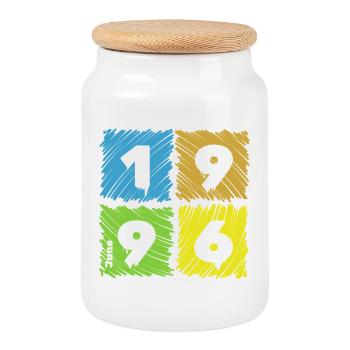 30. Écussons de Farbige du Geburtstag depuis 06/1996 - Boîte à biscuits avec couvercle en bois - blanc - Devant