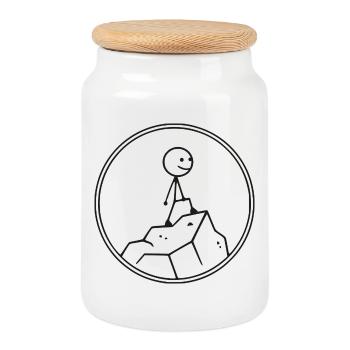 Bouldermaxx on the Top - Cookie Jar with Wooden Lid - white - Front