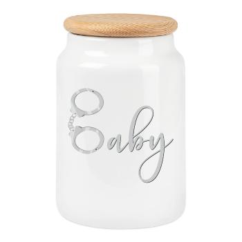 Menottes bébé - Boîte à biscuits avec couvercle en bois - blanc - Devant