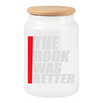 The Book Was Better Lustig Bücherwurm Film Spruch - Keksdose mit Holzdeckel - Weiß - Vorne