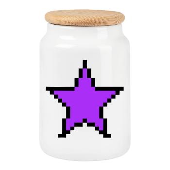 Pixel Stern 8-Bit Power Up - Keksdose mit Holzdeckel - Weiß - Vorne