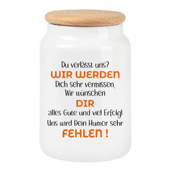Kollegen Abschied Jobwechsel - Keksdose mit Holzdeckel - Weiß - Vorne