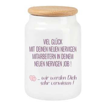 Abschied Kollege Humor - Keksdose mit Holzdeckel - Weiß - Vorne