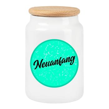 Neuanfang - Keksdose mit Holzdeckel - Weiß - Vorne