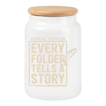 Every Folder Tells a Story - Cookie Jar with Wooden Lid - white - Front
