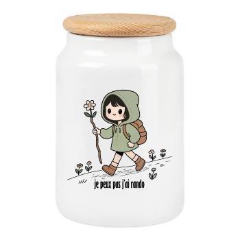 Randonneuse , je peux pas j'ai rando - Boîte à biscuits avec couvercle en bois - blanc - Devant