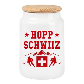 Hopp Schwiiz Eishockey Fan Schweiz Stolz - Keksdose mit Holzdeckel - Weiß - Vorne