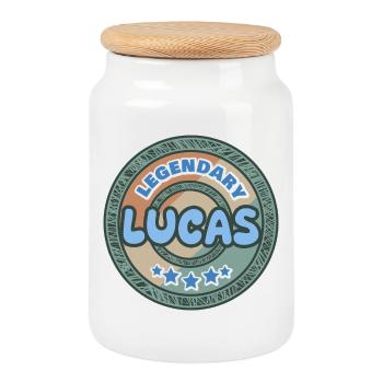 Dire Lucas - Boîte à biscuits avec couvercle en bois - blanc - Devant