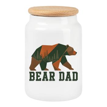 Bear Dad Forest - Cookie Jar with Wooden Lid - white - Front