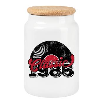 Millésime 1986 - Boîte à biscuits avec couvercle en bois - blanc - Devant