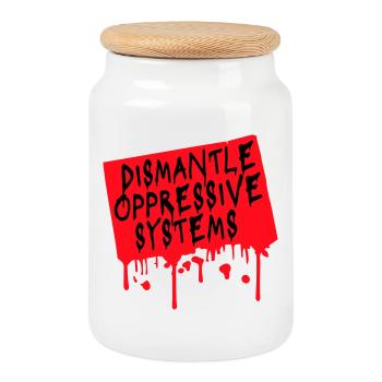 Dismantle Oppressive Systems Aktivismus Statement - Keksdose mit Holzdeckel - Weiß - Vorne