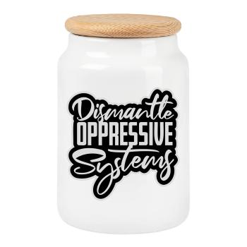 Dismantle Oppressive Systems Aktivismus Statement - Keksdose mit Holzdeckel - Weiß - Vorne