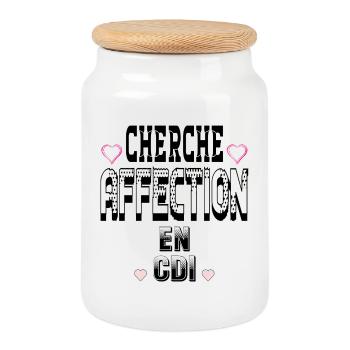 Cherche Affection en CDI - Boîte à biscuits avec couvercle en bois - blanc - Devant