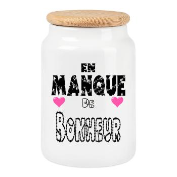 En Manque de Bonheur - Boîte à biscuits avec couvercle en bois - blanc - Devant