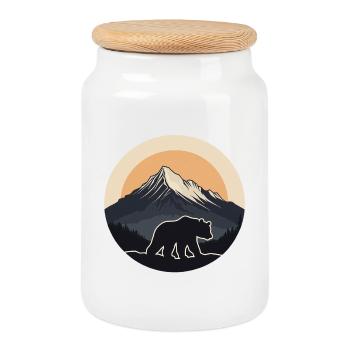 Ours brun sauvage - Boîte à biscuits avec couvercle en bois - blanc - Devant