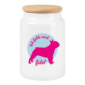 Mops Hunde mopsfidel Humor Büroleben Wauwau Fan - Keksdose mit Holzdeckel - Weiß - Vorne