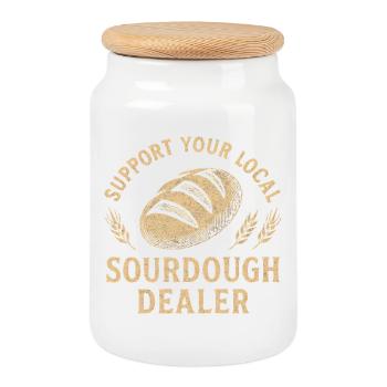 Baking Baker Baker Sourdough Bread Gift Idea - Cookie Jar with Wooden Lid - white - Front