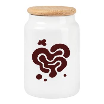 Organic Heart Swirl Design - Cookie Jar with Wooden Lid - white - Front
