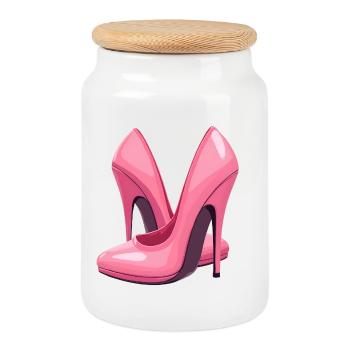 High Heels Shoes - Cookie Jar with Wooden Lid - white - Front