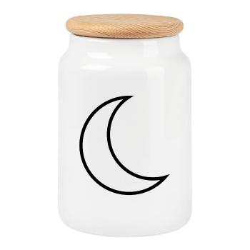 Half Moon - Keksdose mit Holzdeckel - Weiß - Vorne