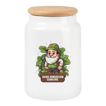 Nain de forêt vert dans la forêt feuillue - Boîte à biscuits avec couvercle en bois - blanc - Devant