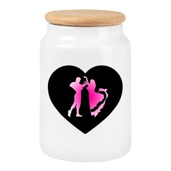 Dance - Cookie Jar with Wooden Lid - white - Front