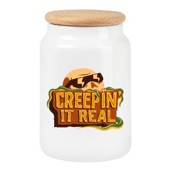 Creepin' It Real - Cookie Jar with Wooden Lid - white - Front