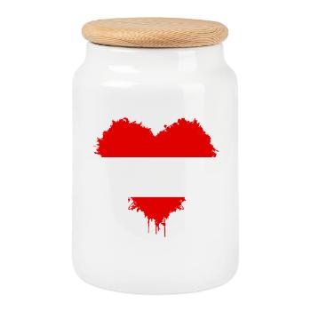 Austria Flag Heart Austria Heart Austria - Cookie Jar with Wooden Lid - white - Front