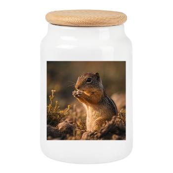 Tamia à la lumière de l’automne - Boîte à biscuits avec couvercle en bois - blanc - Devant