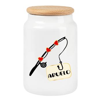 Grand-père pêcheur espagnol - Boîte à biscuits avec couvercle en bois - blanc - Devant