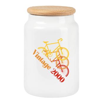 Vintage 2000 - Cookie Jar with Wooden Lid - white - Front