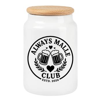 Malle 2026 Always Malle Club 2026 - Keksdose mit Holzdeckel - Weiß - Vorne