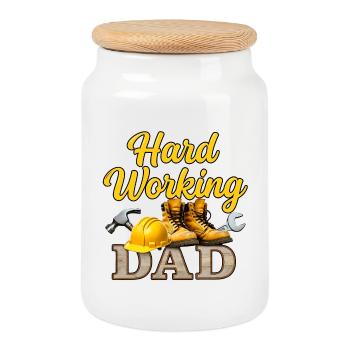 Hart arbeitender Vater Vatertagsgeschenk Handwerke - Keksdose mit Holzdeckel - Weiß - Vorne