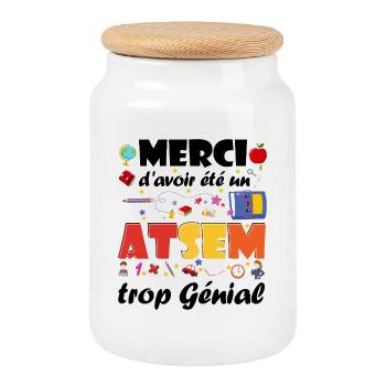 Merci d'avoir été un ATSEM trop Génial Cadeau  - Boîte à biscuits avec couvercle en bois - blanc - Devant