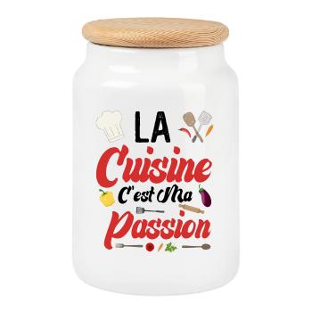 La Cuisine c'est ma Passion - Cadeau Humour - Boîte à biscuits avec couvercle en bois - blanc - Devant