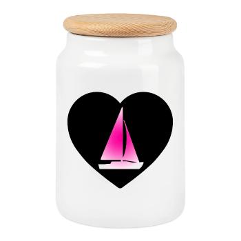 Voile - Boîte à biscuits avec couvercle en bois - blanc - Devant